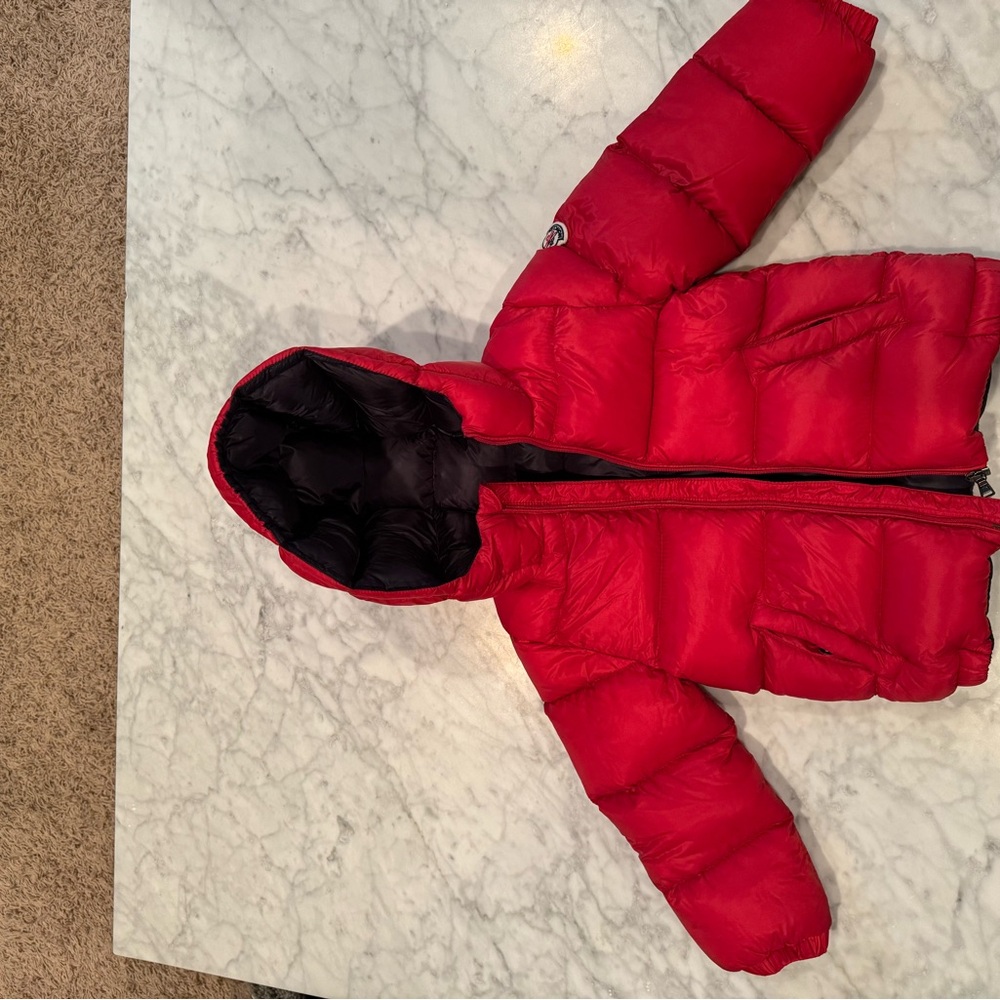 Moncler Red Puffer Jacket with Hood